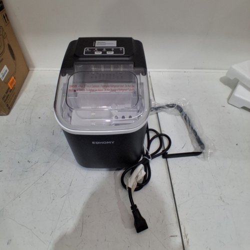 EUHOMY COUNTERTOP ICE MAKER MACHINE WITH HANDLE, BASKET AND SCOOP - MAKES 26LBS PER DAY - BLACK (MODEL: IM030-B) image 3