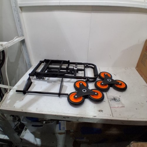 HEAVY-DUTY FOLDING STAIR CLIMBING CART WITH TELESCOPING HANDLE & 6 WHEELS - 220LBS CAP - BLACK / ORANGE (MODEL: KT-2025D) image 2