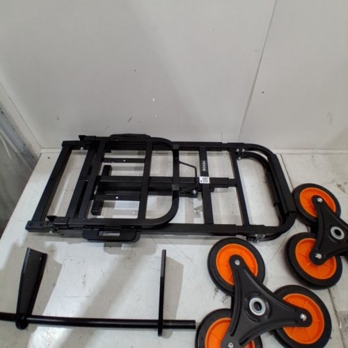 HEAVY-DUTY FOLDING STAIR CLIMBING CART WITH TELESCOPING HANDLE & 6 WHEELS - 220LBS CAP - BLACK / ORANGE (MODEL: KT-2025D) image 4