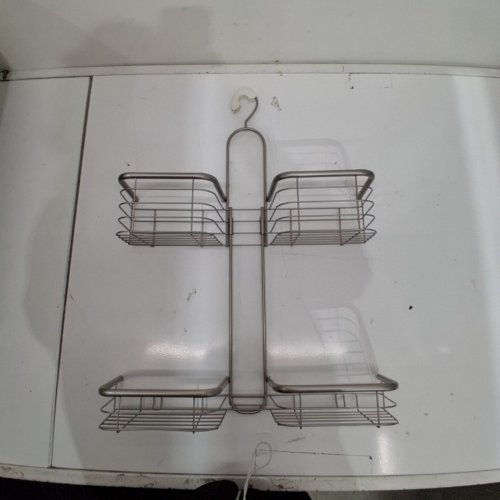 TWO COMPONANT ADJUSTABLE MEATAL SHOWER CADDY - 16-23"X 16"- SILVER image 4