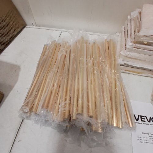 10PK WEDDING FLOWER DISPLAY STANDS/RACK WITH LAMINATED METAL FLORAL SUPPORTS & CUBIC CYLINDRICAL DISPLAYS -10 COLUMNS OF 31.5" - FRENCH GOLD (MODEL: LJL-8022) image 3