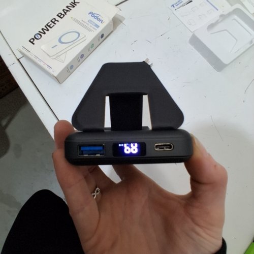 PODORU MAGSAFE WIRELESS POWER BANK WITH FOLDING MAGNETIC STAND - 5W/7.5W/10W/15W - 10000MAH - BLACK (MODEL: KT-D009) image 2