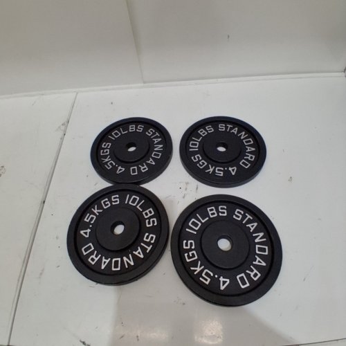4PK HAJEX STRENGTH TRAINING STANDARD WEIGHT PLATES - 10 LBS EACH - BLACK image 2