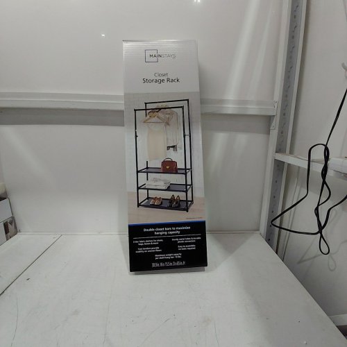MAINSTAYS CLOSET STORAGE RACK - 30.9" X 15.5" X 65.1" - BLACK image 2
