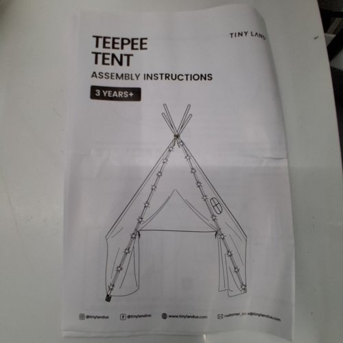 KIDS TINY LAND COTTON CANVAS TEEPEE TENT PLAYHOUSE WITH STAR LIGHTS AND FAKE CAMPFIRE - 47.2" X 59" (MODEL: ‎TP0006-US) image 5