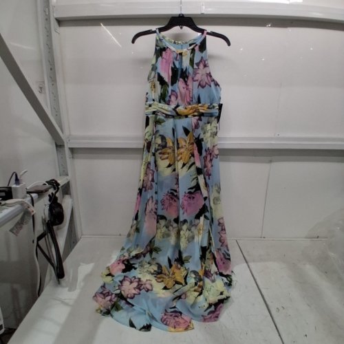 WOMEN'S R&M RICHARDS AQUA BLOOM HANKIE-HEM MAXI DRESS - 8P - AQUA (STYLE: 3628P) image 2