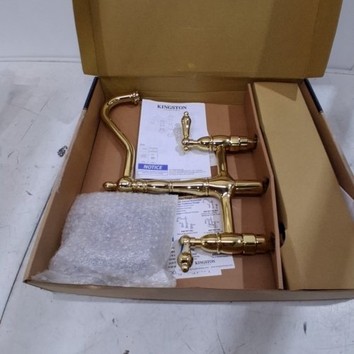 KINGSTON BRASS WIDESPREAD BATHROOM FAUCET WITH DRAIN - BRUSHED BRASS image 2
