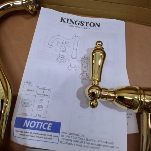KINGSTON BRASS WIDESPREAD BATHROOM FAUCET WITH DRAIN - BRUSHED BRASS image 4