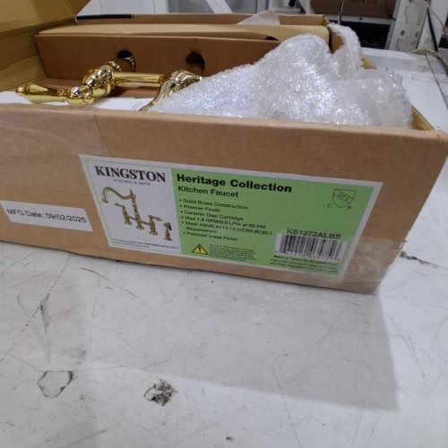 KINGSTON BRASS WIDESPREAD BATHROOM FAUCET WITH DRAIN - BRUSHED BRASS image 5