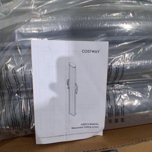 COSTWAY PATIO RETRACTABLE DOUBLE FOLDING SIDE AWNING SCREEN DIVIDER - 237" X 71" - BEIGE (MODEL:OP3570) image 3