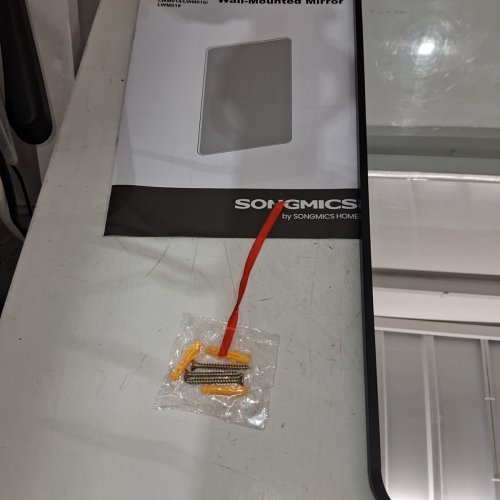 SONGMICS WALL MOUNTED RECTANGULAR BATHROOM MIRROR FOR OVER SINK - 36" X 24" X 0.5" - INK ALUMINUM/BLACK (MODEL: ULWM010BD01) image 4