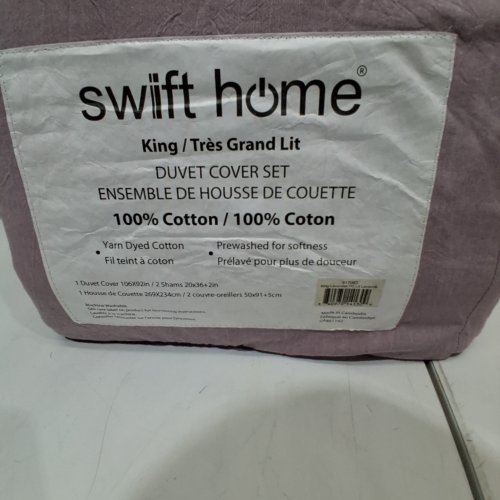 3PC SWIFT HOME 100% COTTON DUVET COVER SET - LAVENDER - KING image 2
