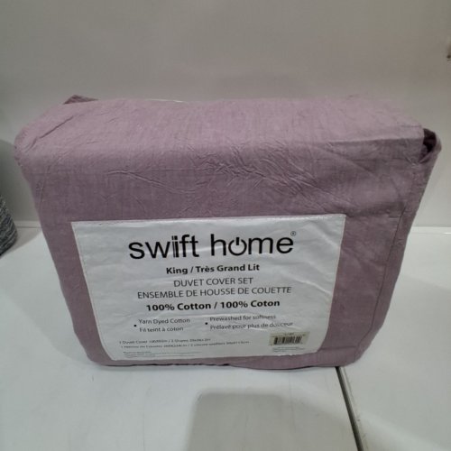 3PC SWIFT HOME 100% COTTON DUVET COVER SET - LAVENDER - KING image 3