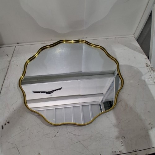 BEAUTYPEAK WAVY ROUND WALL MIRROR WITH DEEP FRAME - GOLD - 24" image 2