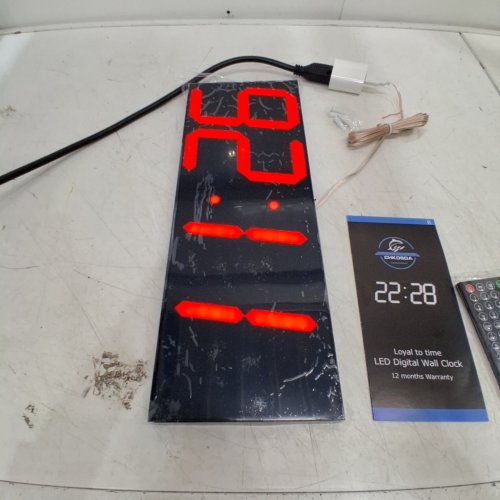CHKOSDA DIGITAL LED WALL CLOCK WITH WIRELESS CONTROL - 18" - BLACK image 2