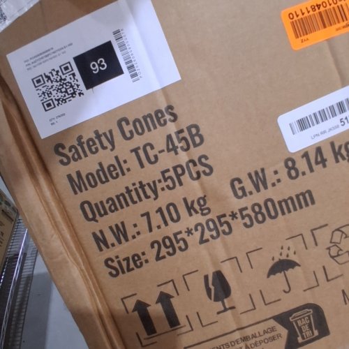 5PK REFLECTIVE SAFETY TRAFFIC CONES - 18" - ORANGE/BLACK (MODEL: TC-45B) image 2