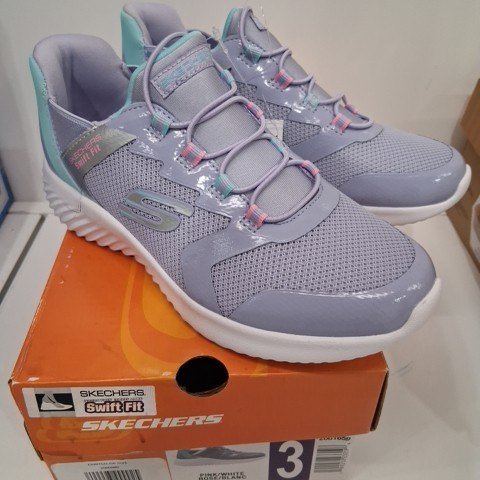 GIRL'S SKECHERS SNEAKERS - SIZE 3 - LAVENDER/TEAL/PINK/WHITE (STYLE: 2001659) image 2