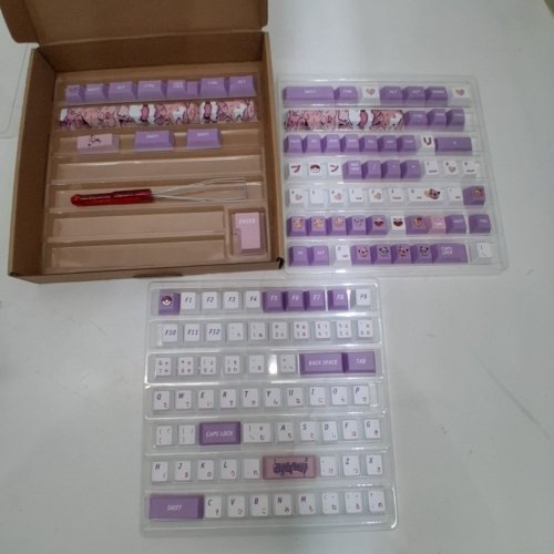 108PC IJKT KEYCAPS FOR CHERRY MX SWITCHES - ANSI ENGLISH AND JAPANESE - JIGGLYPUFF PINK/PURPLE/WHITE image 3