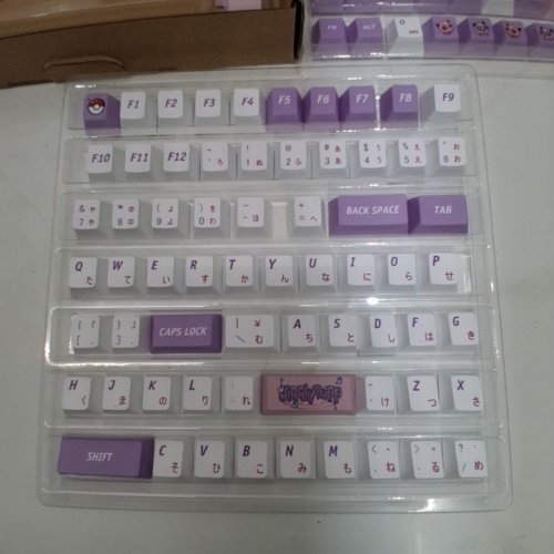 108PC IJKT KEYCAPS FOR CHERRY MX SWITCHES - ANSI ENGLISH AND JAPANESE - JIGGLYPUFF PINK/PURPLE/WHITE image 4