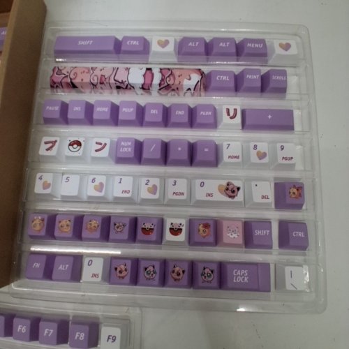 108PC IJKT KEYCAPS FOR CHERRY MX SWITCHES - ANSI ENGLISH AND JAPANESE - JIGGLYPUFF PINK/PURPLE/WHITE image 5