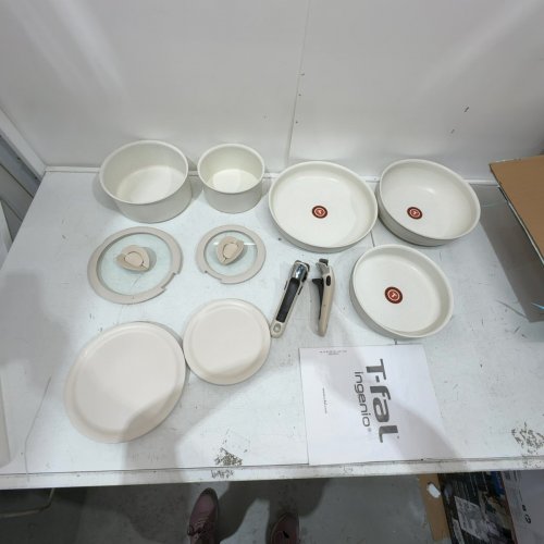 11PC T-FAL INGENIO ESSENTIALS POTS AND PANS NONSTICK COOKWARE SET - BEIGE GRANITE image 3