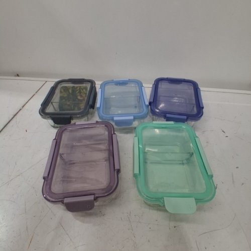 10PC ELLO COLOUR LOCK DIVIDED GLASS MEAL PREP SET - 800ML - MULTICOLOUR (MODEL: 1901809) image 2