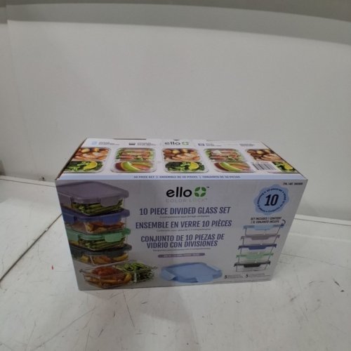 10PC ELLO COLOUR LOCK DIVIDED GLASS MEAL PREP SET - 800ML - MULTICOLOUR (MODEL: 1901809) image 3