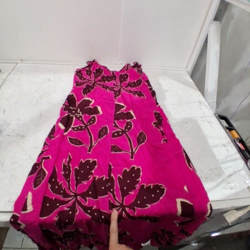 WOMEN'S GEORGE CRINKLED FLORAL DRESS- EXTRA SMALL - PINK AND BURGUNDY image 2