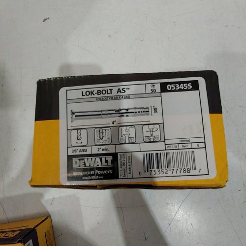 50PK DEWALT LOK-BOLT AS ANCHORS - 3/8" X 4" (MODEL: 05345S) image 4