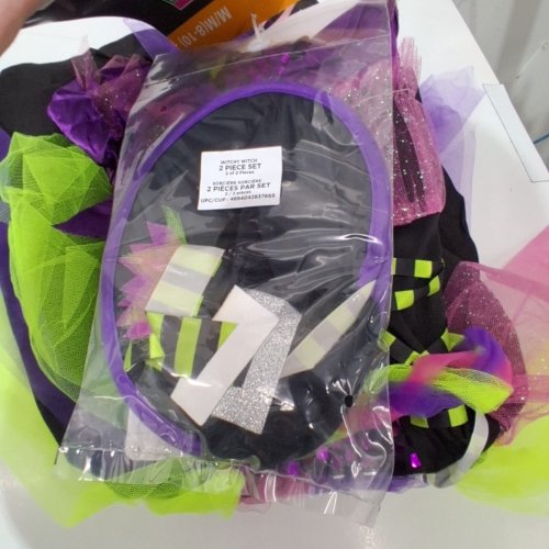 2PC GIRL'S PARTYHOLIC WITCHY WITCH COSTUME SET - MEDIUM 8/10 - BLACK / PURPLE / GREEN image 3