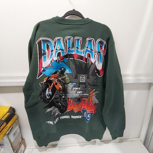 MEN'S GHOST RACING GRAPHIC CREWNECK SWEATSHIRT - EXTRA LARGE - DARK GREEN image 4