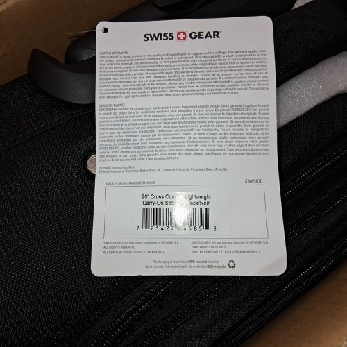 SWISSGEAR CROSS COUNTRY LUGGAGE - UPRIGHT SPINNER CARRY-ON - 20" - BLACK (MODEL: SW49170009) image 7