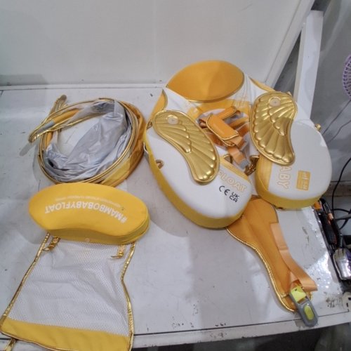 MAMBOBABY BABY SWIM FLOAT WITH CANOPY NON-INFLATABLE - 40LBS CAP - 3M-24M - GOLD image 2