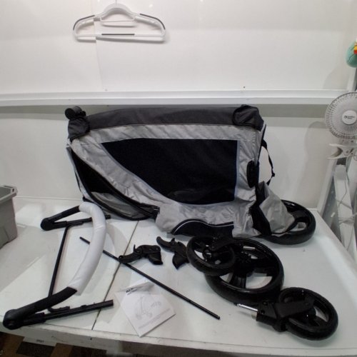 AOPEC LARGE DOG STROLLER DUAL ENTRY SAFETY FOLDING PET STROLLER WITH ADJUSTABLE HANDLE - 160 LBS CAP - 39" X 27.5" X 10.6" - GREY (MODEL:PPS108) image 2