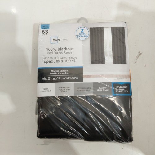 (2 PANEL) MAINSTAYS BLACKOUT ROD POCKET CURTAIN PANELS - 40" X 63" - BLACK (MODEL: MSM9301421C) image 3