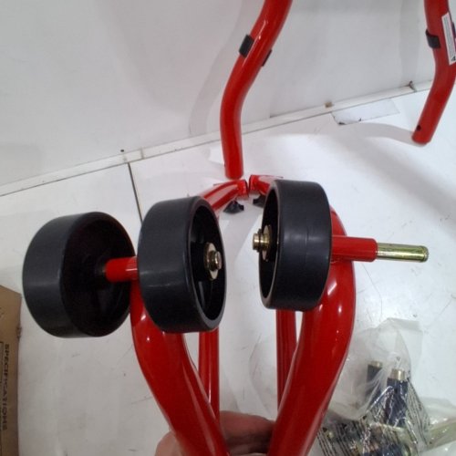 SPECSTAR MOTORCYCLE FRONT REAR WHEEL STANDS - 882LBS CAPACITY - 31.1" X 19" X 5" - RED (MODEL: ‎VH569-RE) image 4