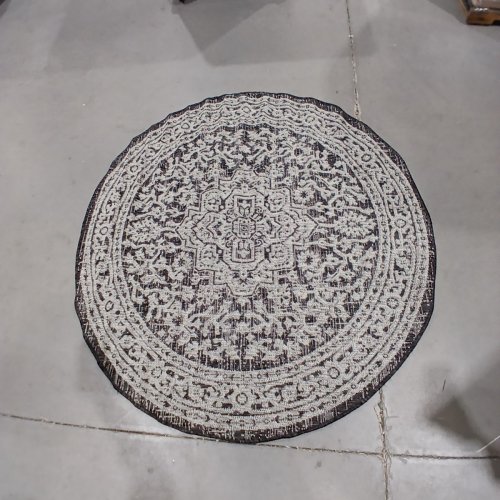 SINJURI INDOOR/OUTDOOR TEXTURED WEAVE AREA RUG - 5FT - BLACK/GREY - (MODEL: SM101D-5R) image 2
