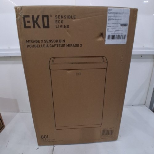 EKO MIRAGE MOTION SENSOR TRASH CAN - 80L - BRUSHED STAINLESS STEEL - (MODEL: EK9260BMT-80L) image 6