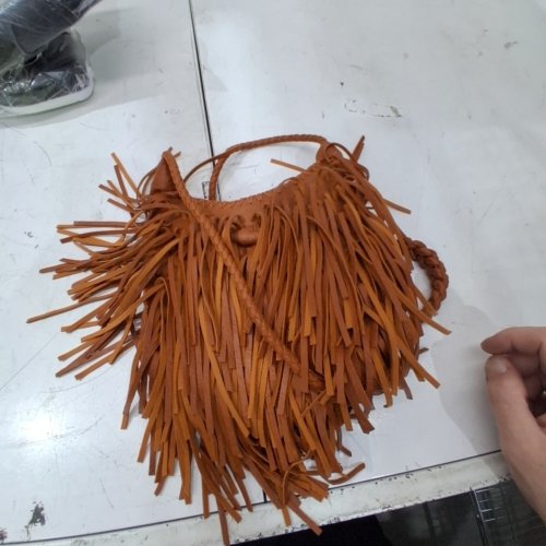 VINTAGE LEATHER HOBO STLYE FRINGED HANDBAG - BROWN image 5