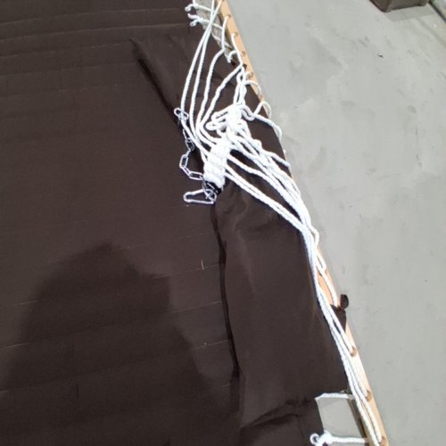 QUILTED FABIC HAMMOCK WITH HARDWOOD BARS AND PILLOW CUSHION WITH SIDE POCKET - BROWN (MODEL: A0104JM35ST) image 5