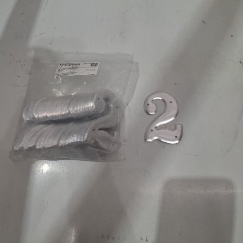 100PK ELECTROMARK EMBOSSED ALUMINUM NUMBER 2 - 3" X 2" - SILVER (ITEM: Y604723) image 3