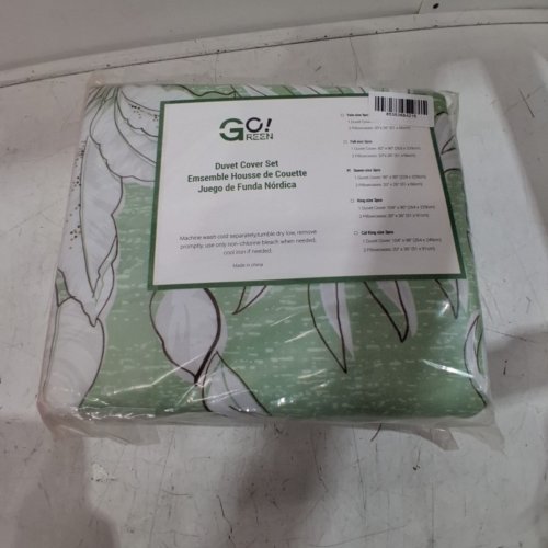 3PC GCI GREEN LEAF PRINT DUVET COVER SET - QUEEN SIZE - GREEN AND WHITE image 2