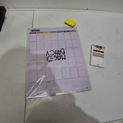 7PC MAG-FANCY MAGNETIC DRY ERASE CALENDAR WITH DRY ERASE MARKERS AND ERASER - 13" X 17" - ASSORTED COLORS image 2