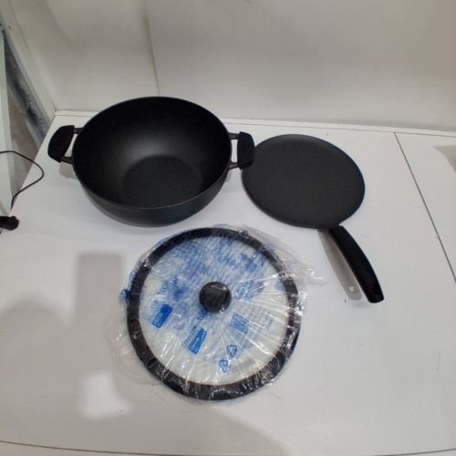 3PC TRAMONTINA PRE-SEASONED CAST IRON SET - 7QT (11") - BLACK (MODEL : 1901865) image 2