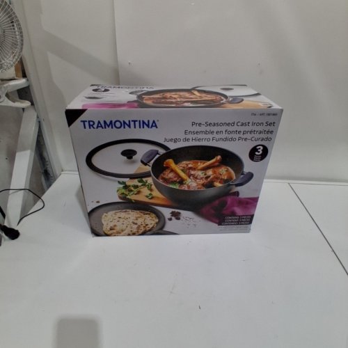 3PC TRAMONTINA PRE-SEASONED CAST IRON SET - 7QT (11") - BLACK (MODEL : 1901865) image 7