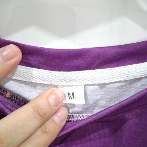 WOMEN'S STRIPED SHORT SLEEVE TOP - MEDIUM - PURPLE image 3