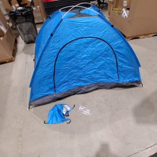 MINI POP-UP TENT/SHELTER FOR CAMPING WITH SPIKES AND CARRYING BAG - 1-PERSON - BLUE image 2