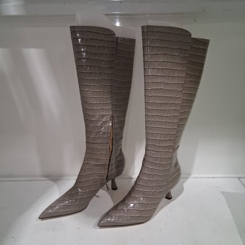 WOMEN'S SAM EDELMAN CROCODILE-EMBOSSED WIDE CALF KNEE-HIGH BOOTS - 10.5M - GRAY (STYLE: TAYLIN2) image 3