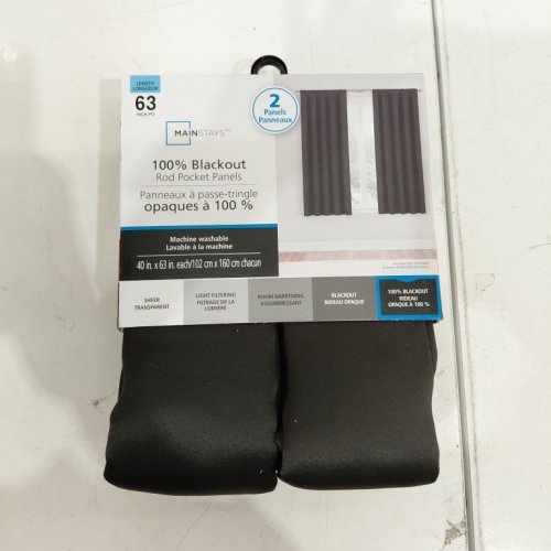 (2 PANEL) MAINSTAYS BLACKOUT ROD POCKET CURTAIN PANELS - 40" X 63" - BLACK (MODEL: MSM9301421C) image 3