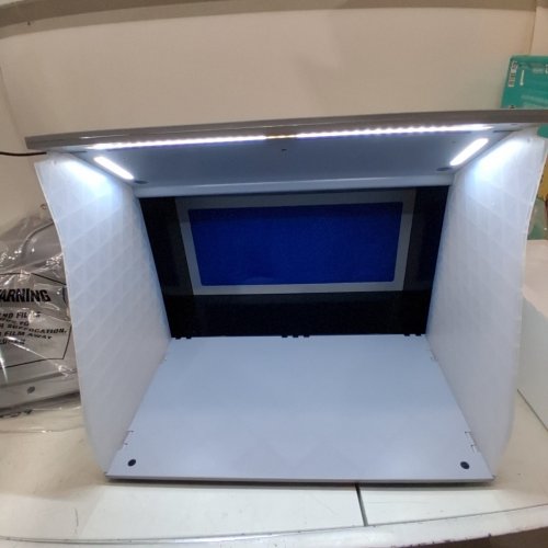 PORTABLE FOLDABLE AIRBRUSH SPRAY BOOTH WITH 4 LED LIGHTS, DUAL EXHAUST FANS, TURNTABLE AND 6FT EXTENSION HOSE - 5.2M³/MIN AIR FLOW (MODEL: AH-310) image 2